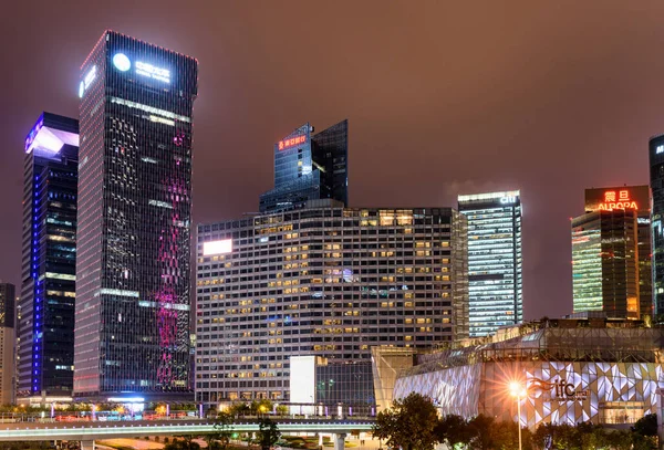 Shanghai China October 2015 Colorful Night View Office Buildings Pudong — Stock Photo, Image