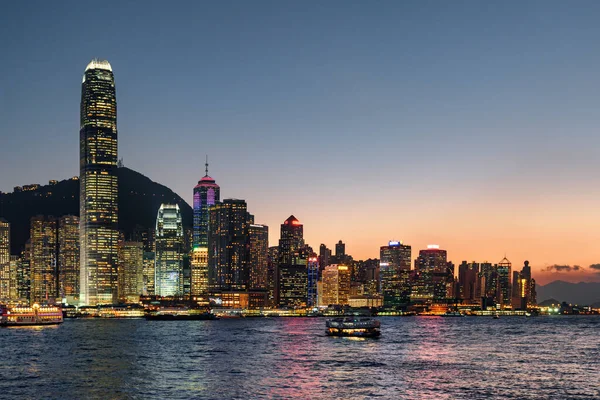 Hongkong Oktober 2017 Färgglad Utsikt Över Hongkong Island Skyline Över — Stockfoto