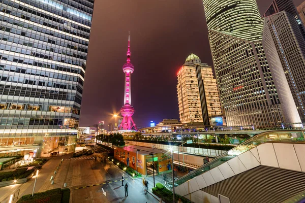 Shanghai China Oktober 2015 Geweldige Kleurrijke Nachtzicht Van Het Pudong — Stockfoto