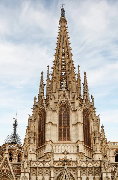 Szent Kereszt Katedrális Szent Eulália Csodálatos Homlokzata Klassz Külső Barcelonai — Stock Fotó