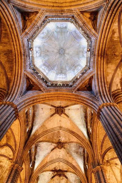 Vista Espectacular Del Techo Arqueado Catedral Santa Cruz Santa Eulalia — Foto de Stock