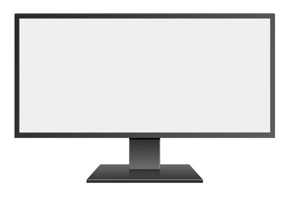 Ilustración 3D Wide Screen Computer Mornitor con pantalla en blanco — Foto de Stock