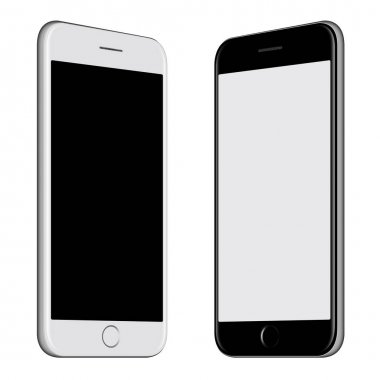 Beyaz smartphone ve siyah smartphone mockup boş ekran ile
