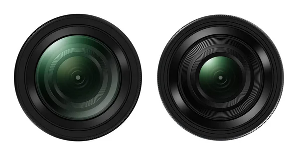 Front view of Two DSLR camera lens isolated on white background — Stock Photo, Image