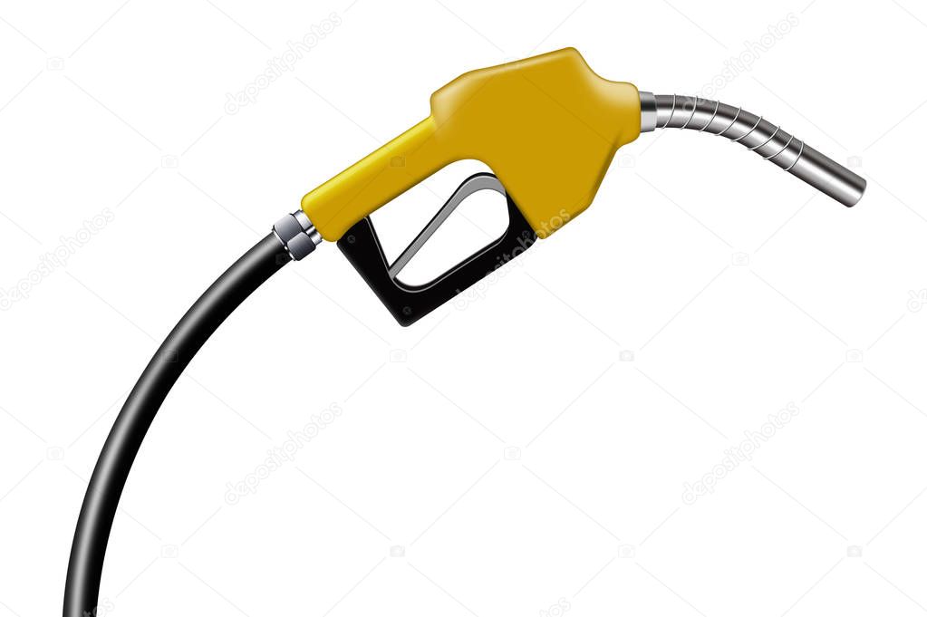 3D illustration yellow fuel nozzle on a white background