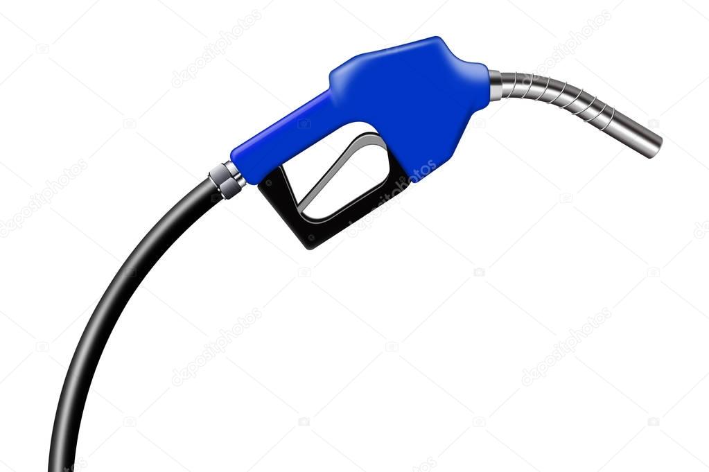 3D illustration blue fuel nozzle on a white background