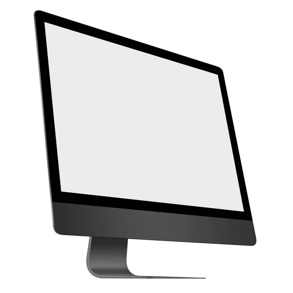 Illustration 3D Écran d'ordinateur noir réaliste sur fond blanc — Photo