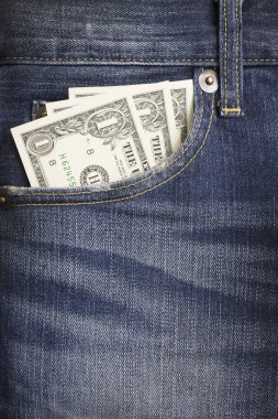 Bazı dolar denim Jeans alanına sahip bir cebinde