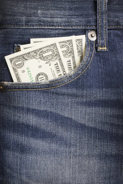 Bazı dolar denim Jeans alanına sahip bir cebinde