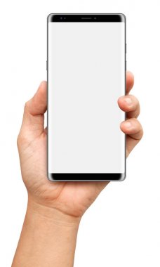 El ve beyaz arka plan üzerinde siyah Smartphone Dokunmatik