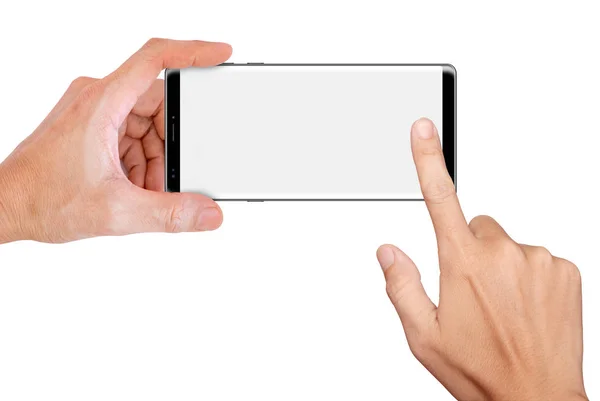 Hand Hold Big Screen Smartphone para tirar uma foto — Fotografia de Stock