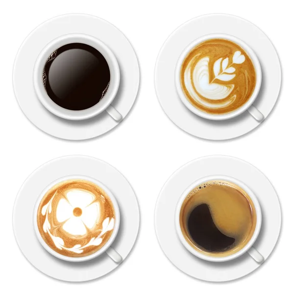 上の 4 つの別のコーヒー カップを見る — ストック写真