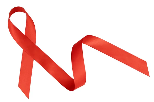 Red ribbon medvetenhet isolerad på vit bakgrund — Stockfoto