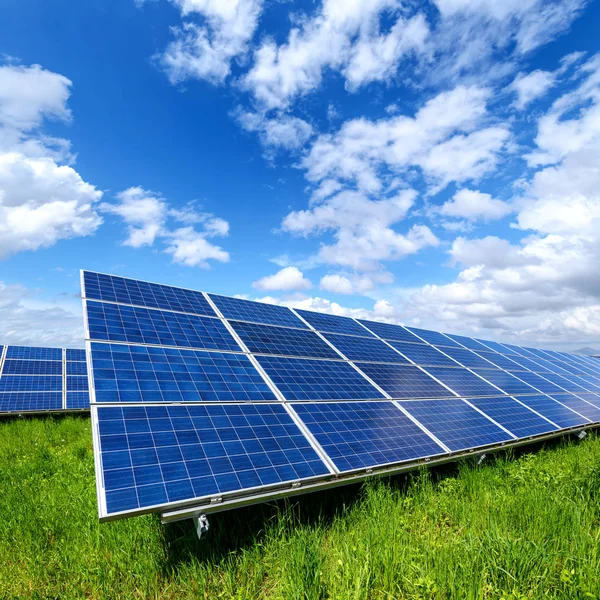 Solar panel on blue sky background — Stock Photo, Image