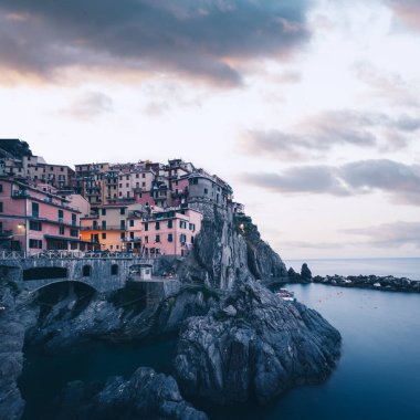 Manarola şehrinin fantastik manzarası