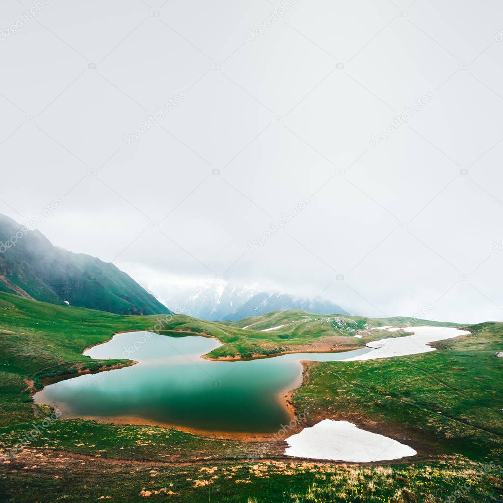 Koruldi lake Caucasus mountains on summer time