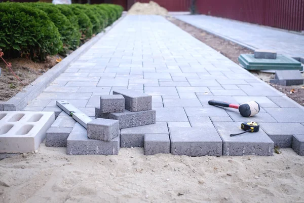 Paving stones pathway paving background — Stock Image Paving stones pathway paving background Stock Image