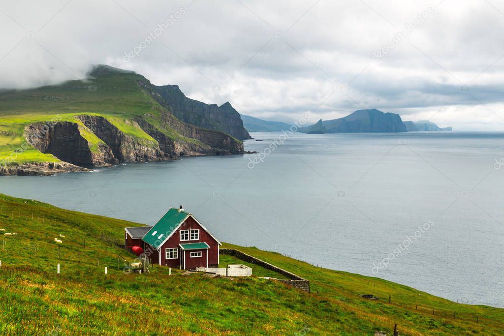 Lighthouse keepers house on the Mykines island