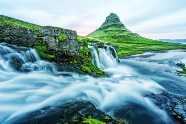 Picturesque landscape with Kirkjufellsfoss clipart
