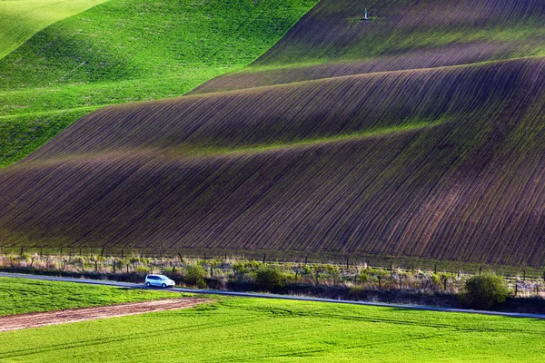 Moravská zemědělská pole — Stock fotografie