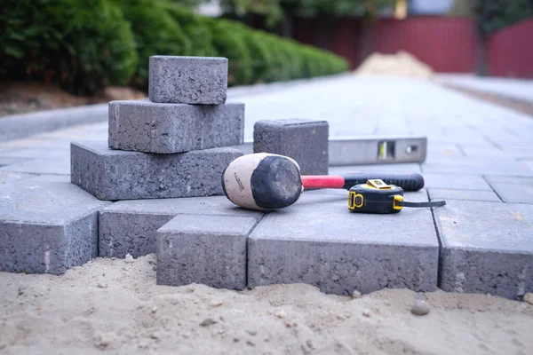 Paving stones pathway paving background — Stock Photo, Image