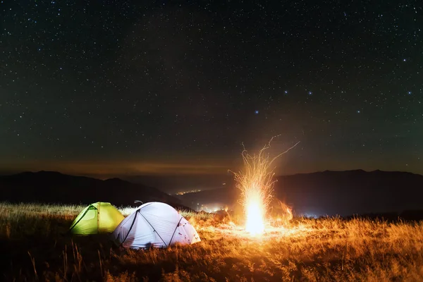 Two tents lighted from the inside — Stock Photo, Image