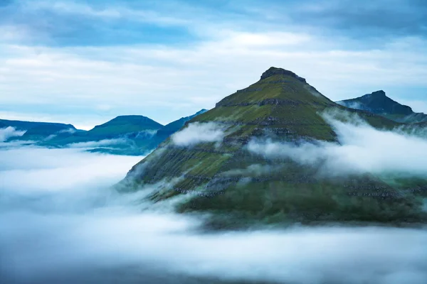 Majestic foggy views over the fjords of Funningur — Stock Photo, Image