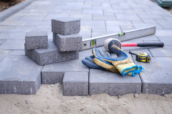 Paving stones pathway paving background — Stock Photo, Image