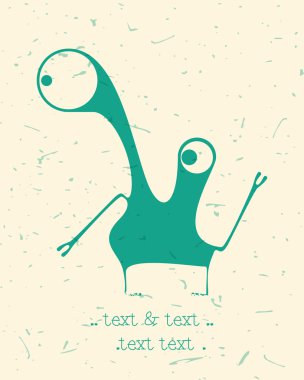 Retro grunge arka plan üzerinde sevimli canavar. 