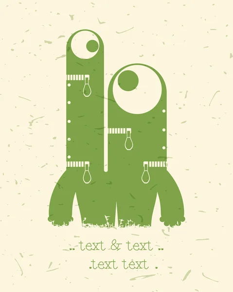 Schattig monster op retro grunge achtergrond. — Stockvector