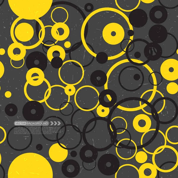 Retro grunge háttérrel, sárga és fekete körök — Stock Vector