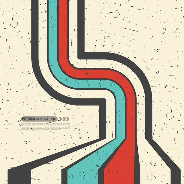 Retro renk grunge arka plan ile çizgiler ve Dekoratif şekiller. Vektör çizim