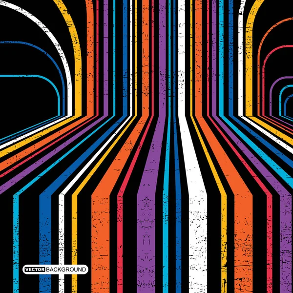ラインと装飾的な形とレトロな色グランジ背景。ベクトル図 — ストックベクタ