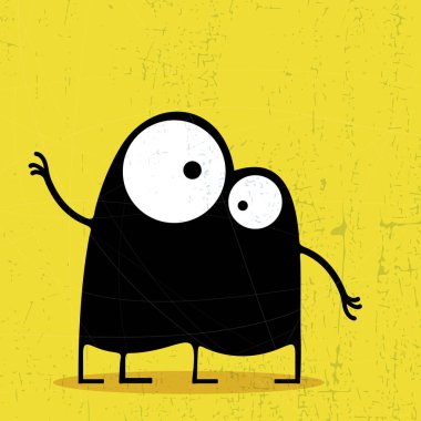 Sarı grunge arka plan üzerinde siyah canavar