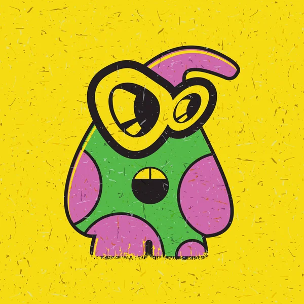 Kolorowe cute monster na tło grunge żółty. — Wektor stockowy