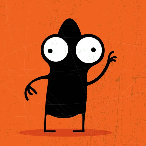 Monstre noir sur fond grunge orange — Image vectorielle