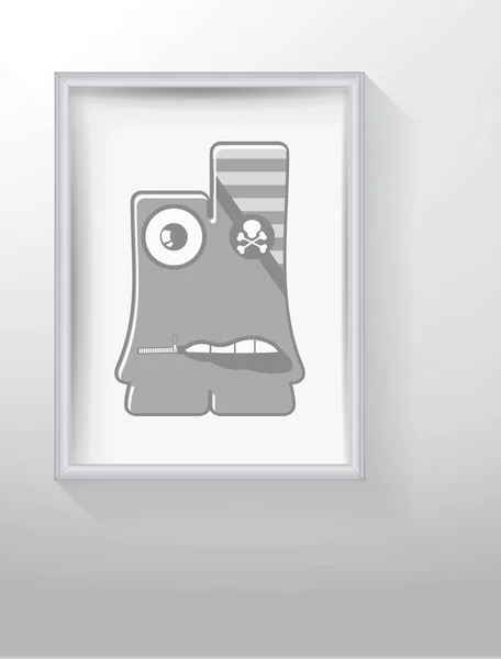 Grey Monsters op wit frame. cartoon afbeelding — Stockvector