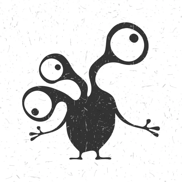 Monstre mignon avec des émotions sur fond blanc grunge, illustration de dessin animé . — Image vectorielle