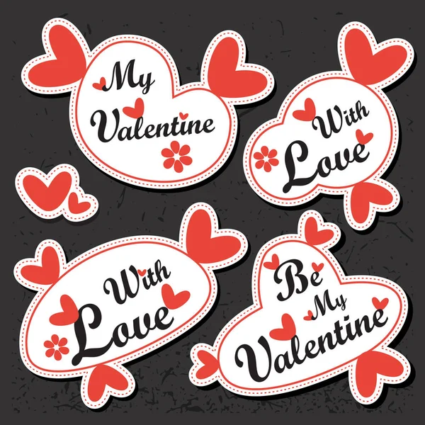 Valentine s dag stickers, — Stockvector