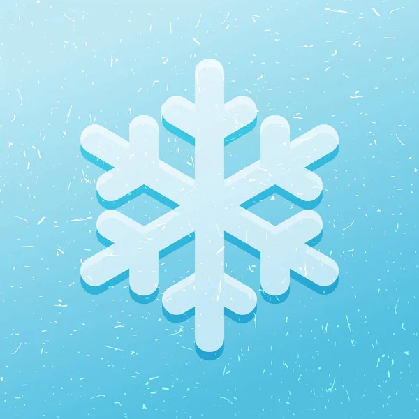 Симпатична біла сніжинка з тіні на синьому фоні з маленьким шматочком гранжевого , — стоковий вектор