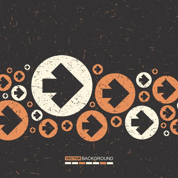 Flèches blanches et orange foncé sur fond noir grunge , — Image vectorielle