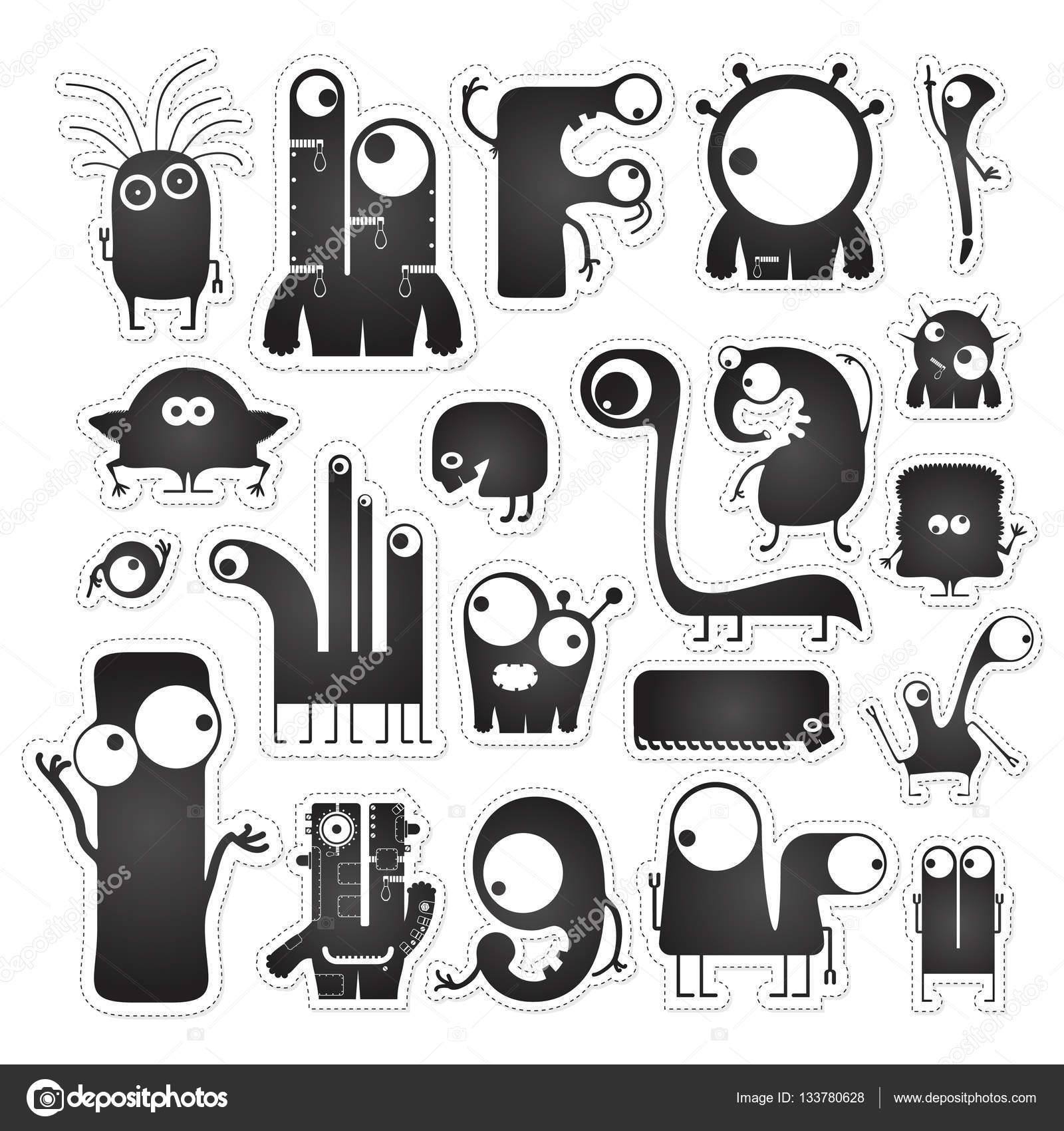 Printable Black and White Cute Stickers