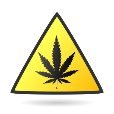 Sarı renk üçgen içinde esrar yaprak. vektör çizim