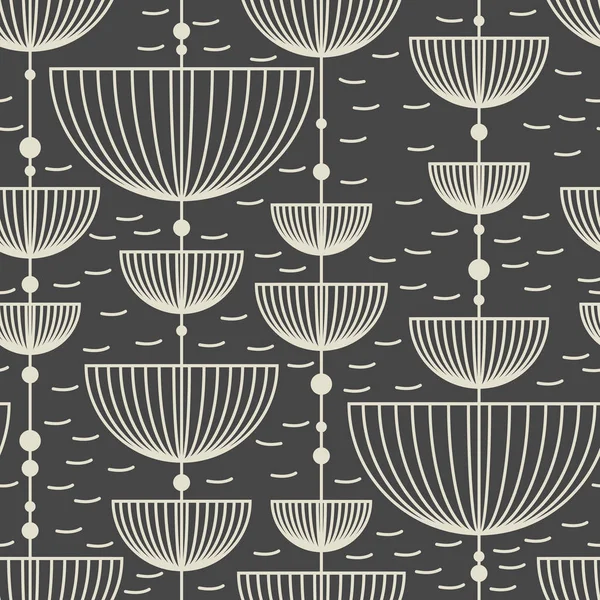 Motif décoratif sans couture avec différentes formes géométriques sur fond gris . — Image vectorielle