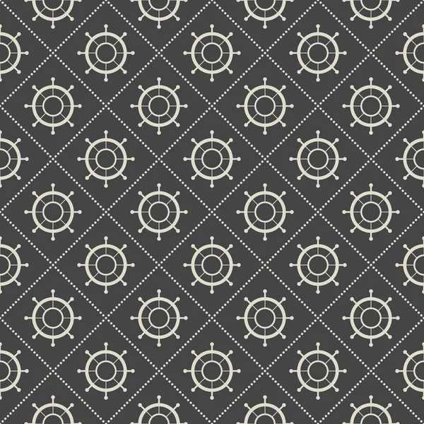 Decorative seamless pattern with marine wheel on grey background. vector illustration — Stock Vector