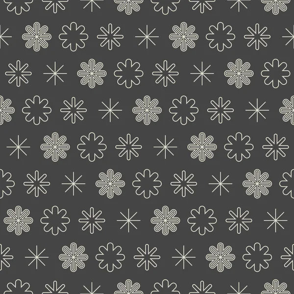 Decorative seamless pattern with different snowflake on grey background. — Stock Vector