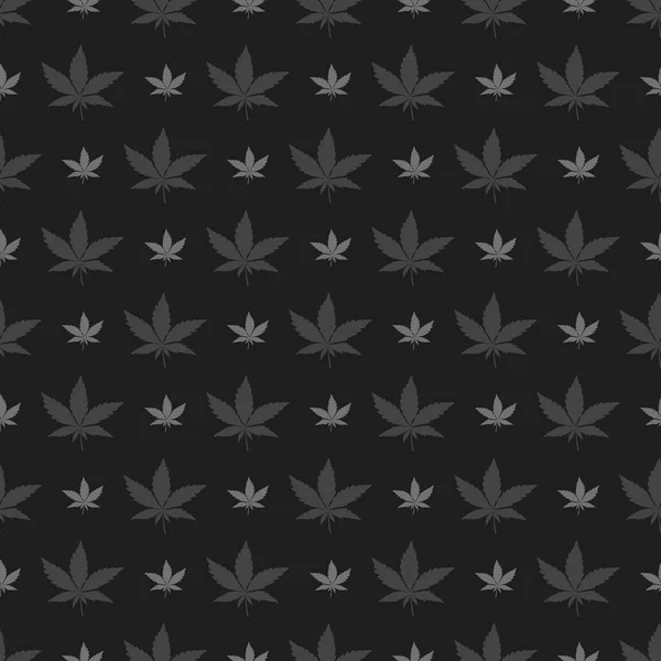 Cannabis gris hojas sobre fondo negro — Archivo Imágenes Vectoriales