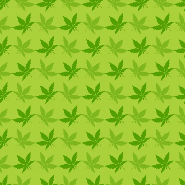 Konopné listí na zeleném pozadí — Stockový vektor