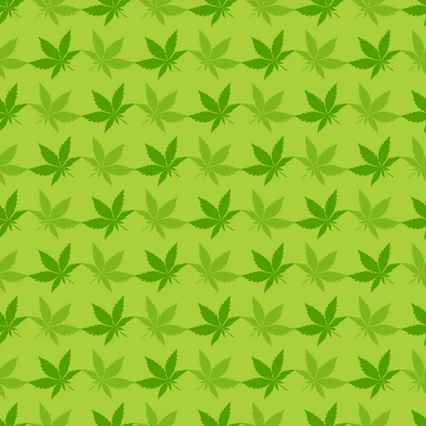 Hojas de cannabis sobre fondo verde — Vector de stock