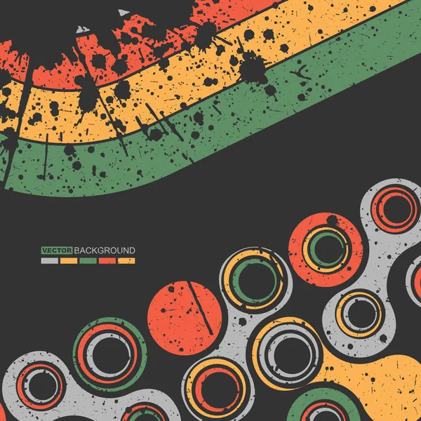 Abstract kleurrijk shapes op zwarte grunge achtergrond, vectorillustraties. — Stockvector